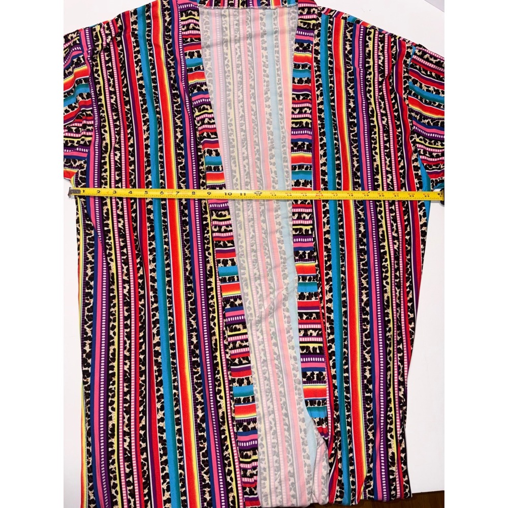 Vibrant Southwest Aztec Print Long Kimono Duster Cardigan Boho Tribal SZ UNKNOWN - Picture 9 of 12